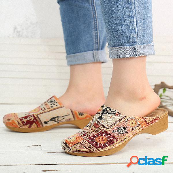 SOCOFY Retro Cloth Splicing Fashion Patrón Costura Slip On
