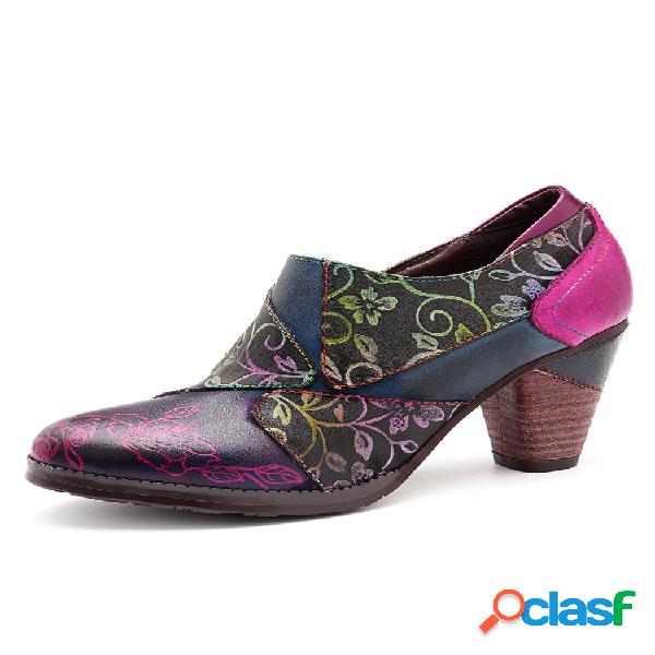 SOCOFY Retro Splicing Flores pintadas a mano Patrón
