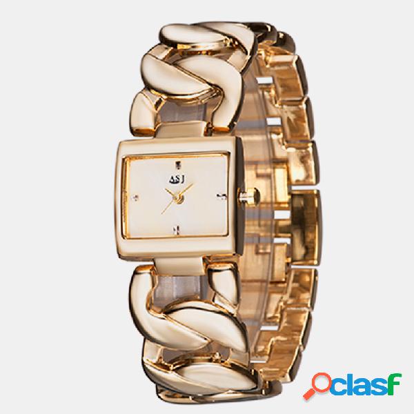 Simple Trendy Mujer Reloj de pulsera de acero hueco Banda