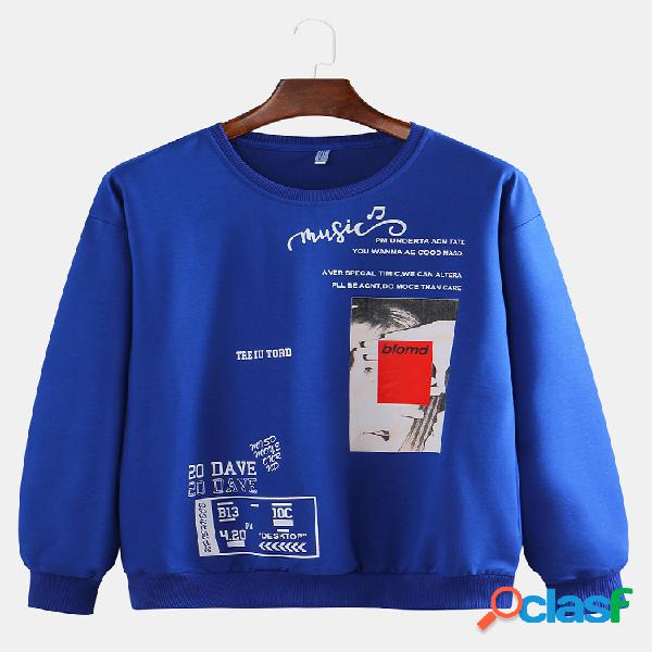 Sudadera con capucha Cool Letter Slogan Print O Cuello para