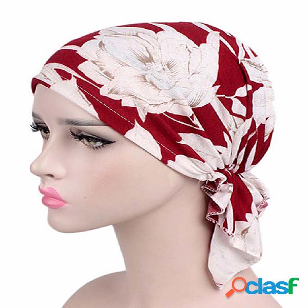 Turbante Pastoral Floral Mujer Sombrero Paño De Gasa Fresco