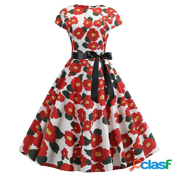 3d Retro Hepburn Wind Impresión Digital Big Swing Falda