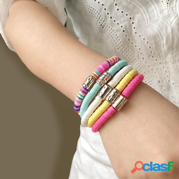 5 piezas de color bohemio Mix-Match Soft Conjunto de pulsera