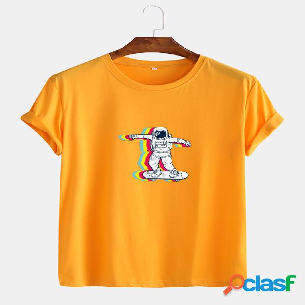 Astronauta de algodón para hombre con estampado redondo