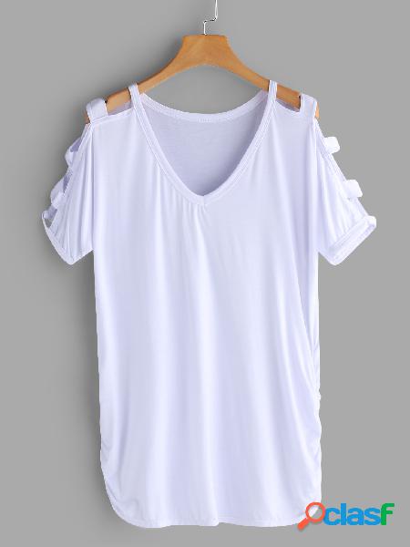 Camisas de manga corta con cuello en V y hombros