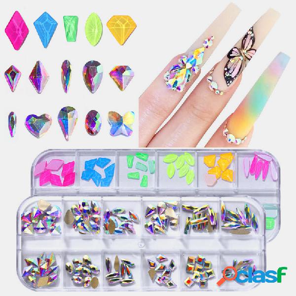 DIY Rhinestone Mixto Uña Kit de decoraciones de arte 3D