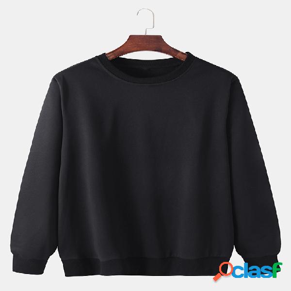 Hombre Algodón Sólido Básico Loose Daily Crew Cuello