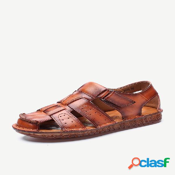 Hombre Retro Piel Vaca Antideslizante Soft Suela Gancho Lazo