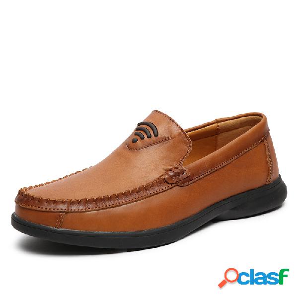 Hombres Piel Genuina Antideslizante Soft Suela Casual Slip