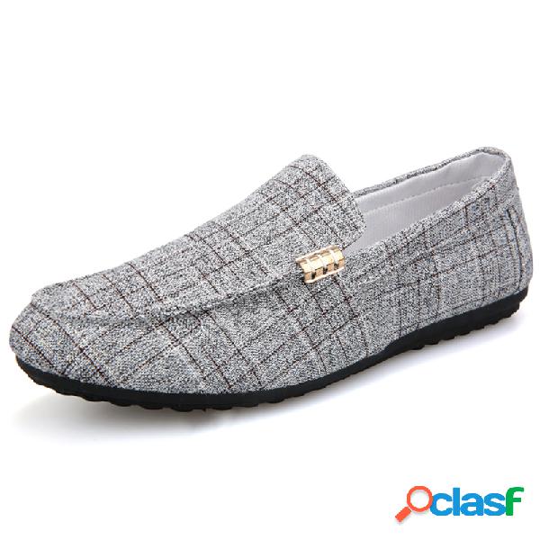 Hombres Plaid Canvas Comfy Low Top Soft Slip On Casual