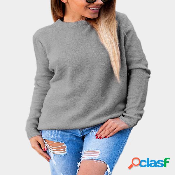 Jersey de manga larga con cuello halter gris y mangas largas