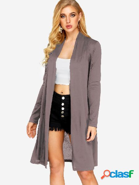 Khaki Solid Color que hace punto los cardigans de las mangas