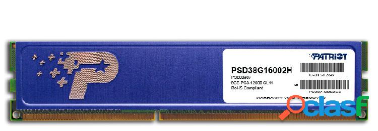Kit Memoria RAM Patriot PC3-12800 DDR3, 1500MHz, 8GB (1 x