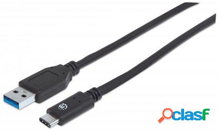 Manhattan Cable USB 3.0 C Macho - USB 3.0 A Macho, 1 Metro,