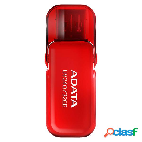 Memoria USB Adata UV240, 32GB, USB 2.0, Rojo