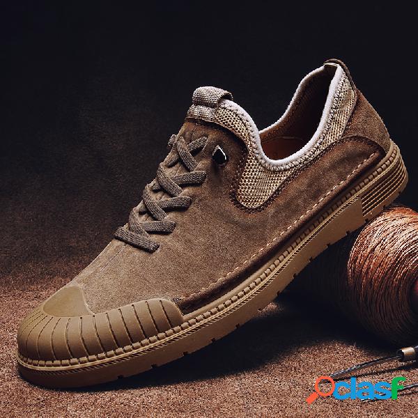 Men Genuine Leather Non Slip Anti-collision Soft Sole Casual