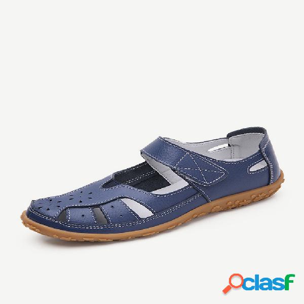 Mujer Casual Soft Hollow transpirable Gancho Loop Flats