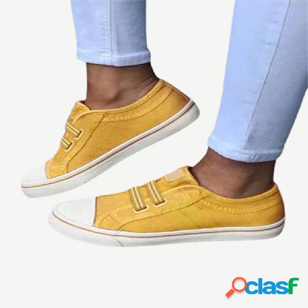 Mujer Lona elástica de gran tamaño Banda Zapatos planos