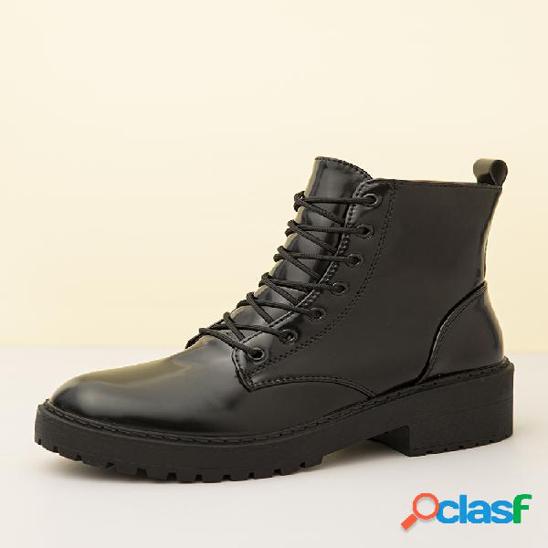 Mujer Negro Cordones Cremallera lateral Tacón grueso Usable