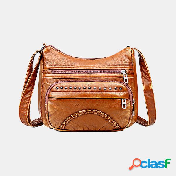 Mujer Remache Multibolsillos Mediana edad vendimia Crossbody