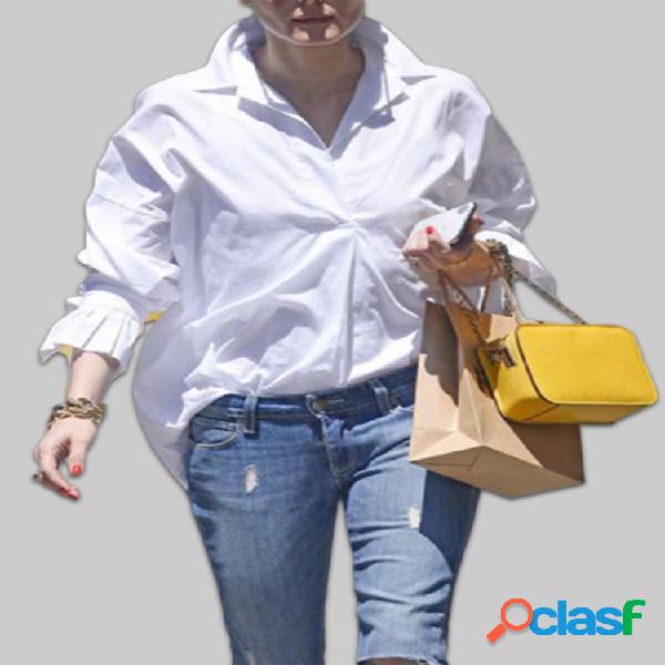 Obispo manga solapa manga larga Plus tamaño Camisa