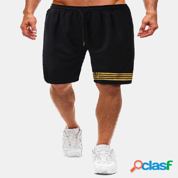 Pantalones cortos de cintura fina con cordón suelto a rayas
