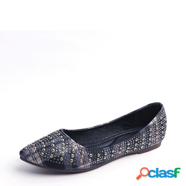 Plaid Jeweled Design Flats