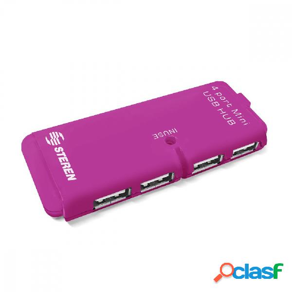 Steren Hub USB 2.0 Macho - 4x USB Hembra, Rosa