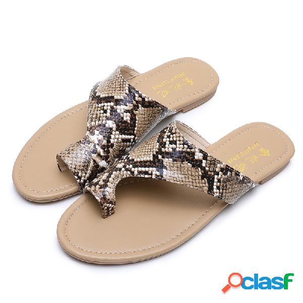 Tallas grandes Mujer Toe Ring Flats con estampado de piel de