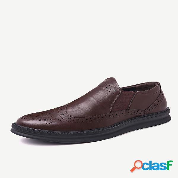 Zapatos formales casuales con paneles elásticos de cuero