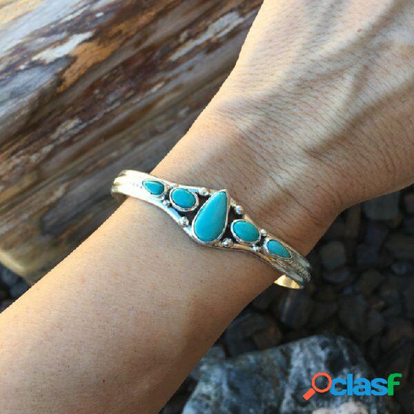 vendimia Cuadrado Turquesa Pulsera tallada Geométrica Gota