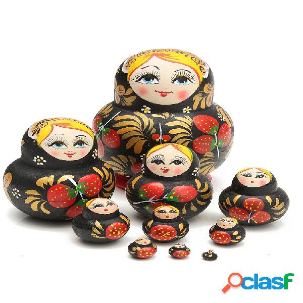 10 piezas hermosas muñecas rusas de fresa juguetes