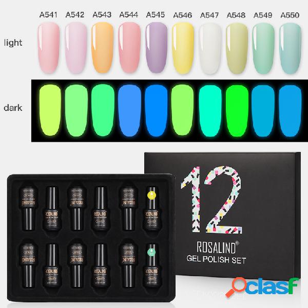 12 piezas luminoso Uña polaco Gel Kit UV LED Color sólido