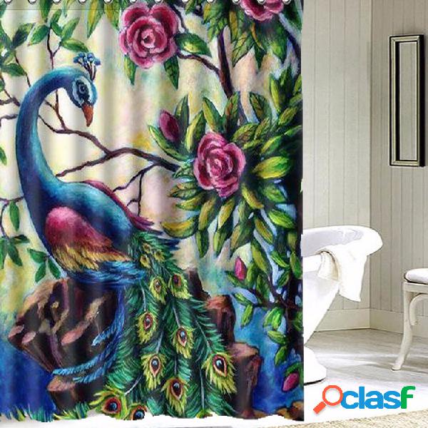 150x180cm Colorful Flor de pavo real Impermeable Cuarto de