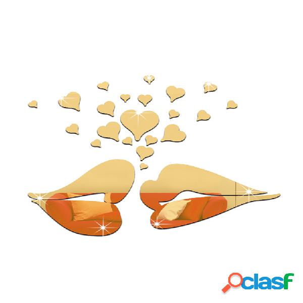 26 piezas 3D forma de beso de labios con corazones amor