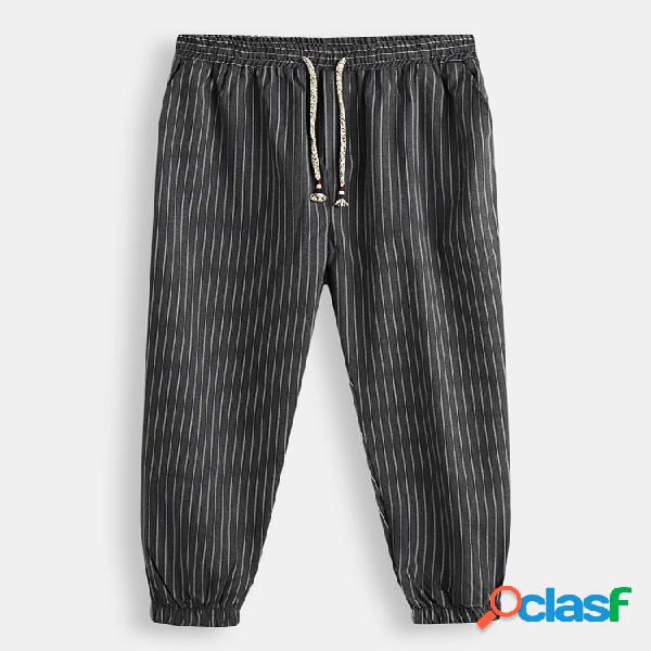 Algodón y lino para hombre Casual Harem con cordón de