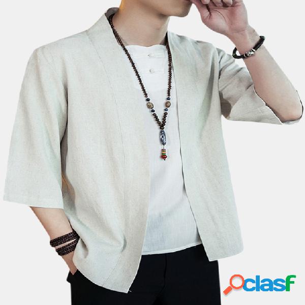 Chaqueta suelta de lino japonesa para hombre Casual