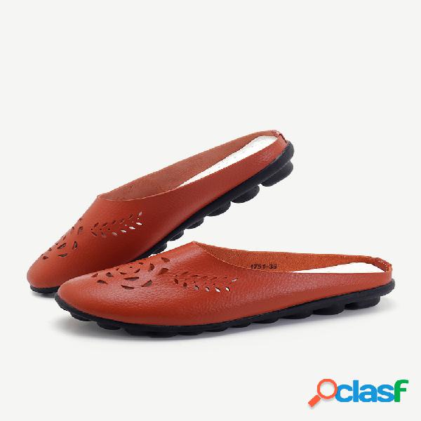 Cuero sin respaldo hueco Cómodo Soft Zapatos planos