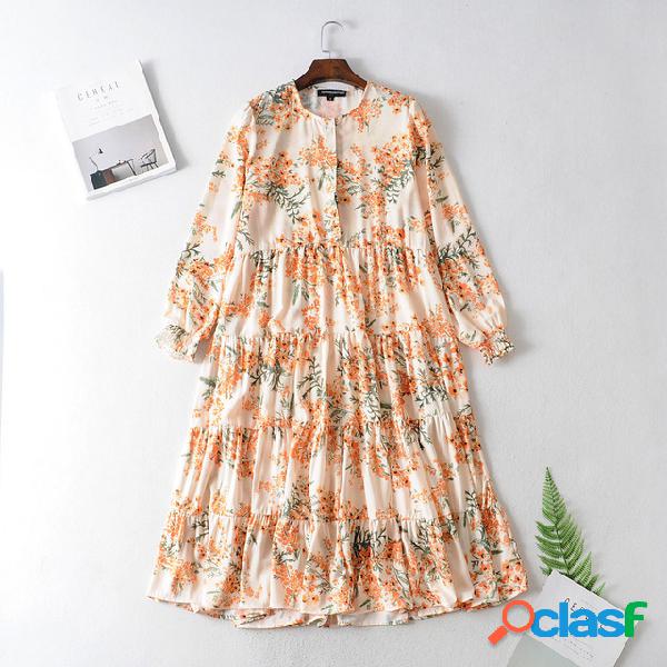 Estampado de flores de manga larga para mujer Garden Wind