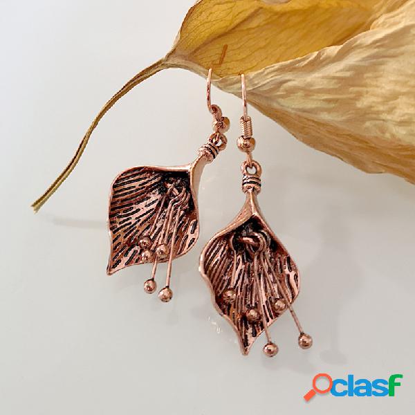 Flor de Bohemia Hoja Mujer Pendientes vendimia Estambre de