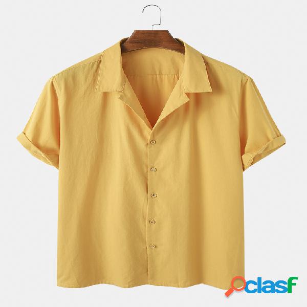 Hombre Casual 100% algodón Color sólido Camisa