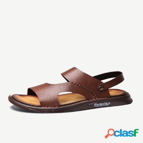 Hombre Comfy Antideslizante Soft Suela Playa Casual Cuero
