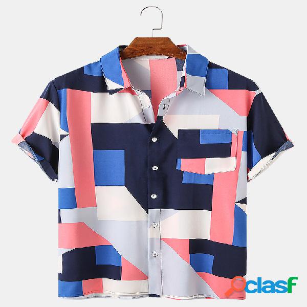 Hombre Multicolor Irregular Geometric Color Block Diseño