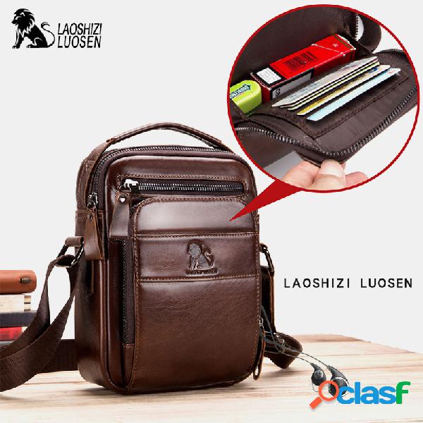 Hombre Sólido Bolsa Piel Genuina Bandolera Bolsa
