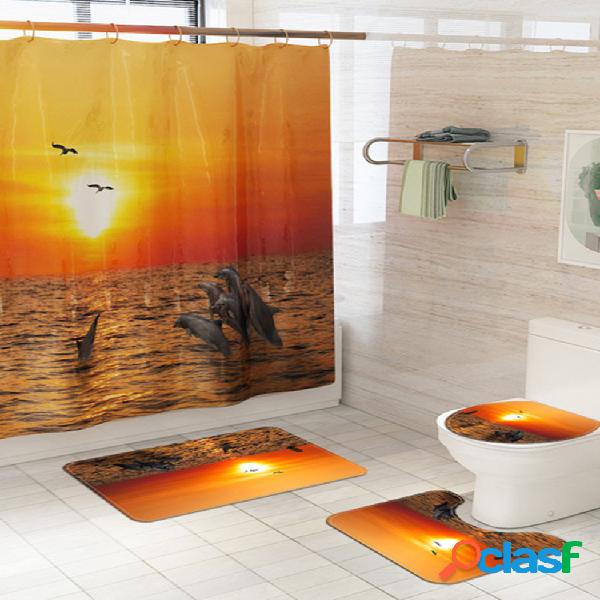 Juego de alfombrillas para cortina de ducha Underwater World