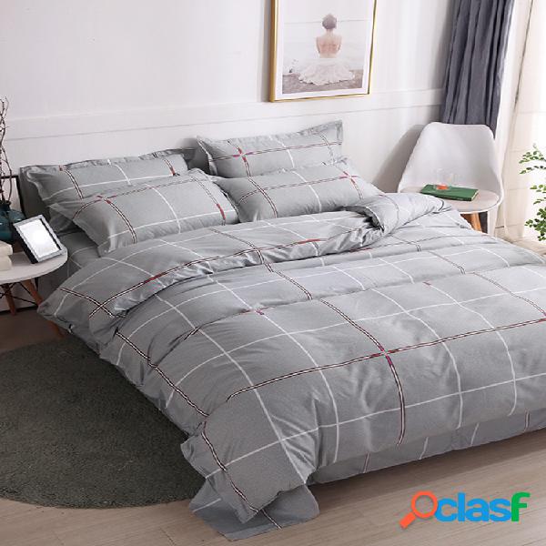 Juego de ropa de cama de rayas bicolor de algodón de 3