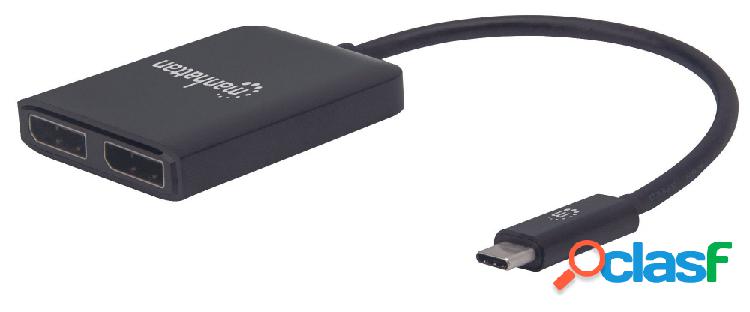 Manhattan Adaptador USB C Macho - 2x DisplayPort Hembra,