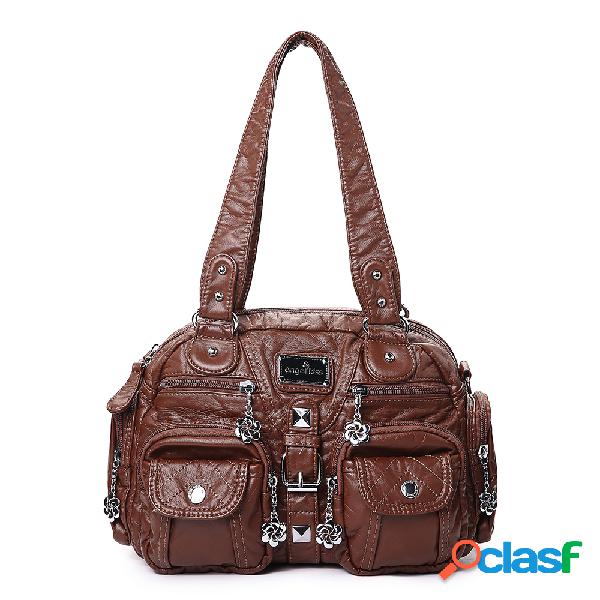 Mujer Crossbody casual multibolsillos Bolsa Hombro Soild