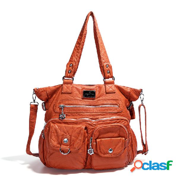 Mujer Multi-bolsillo Casual Crossbody Bolsa Soild Tote Bolsa