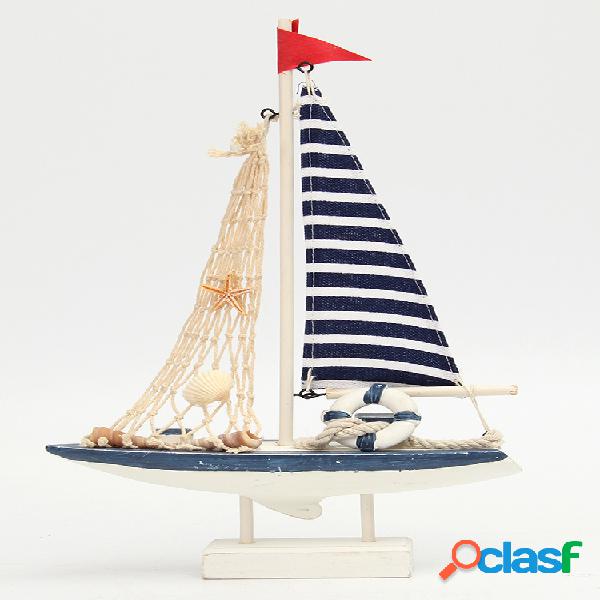 Nueva decoración náutica marina Barco de vela azul madera